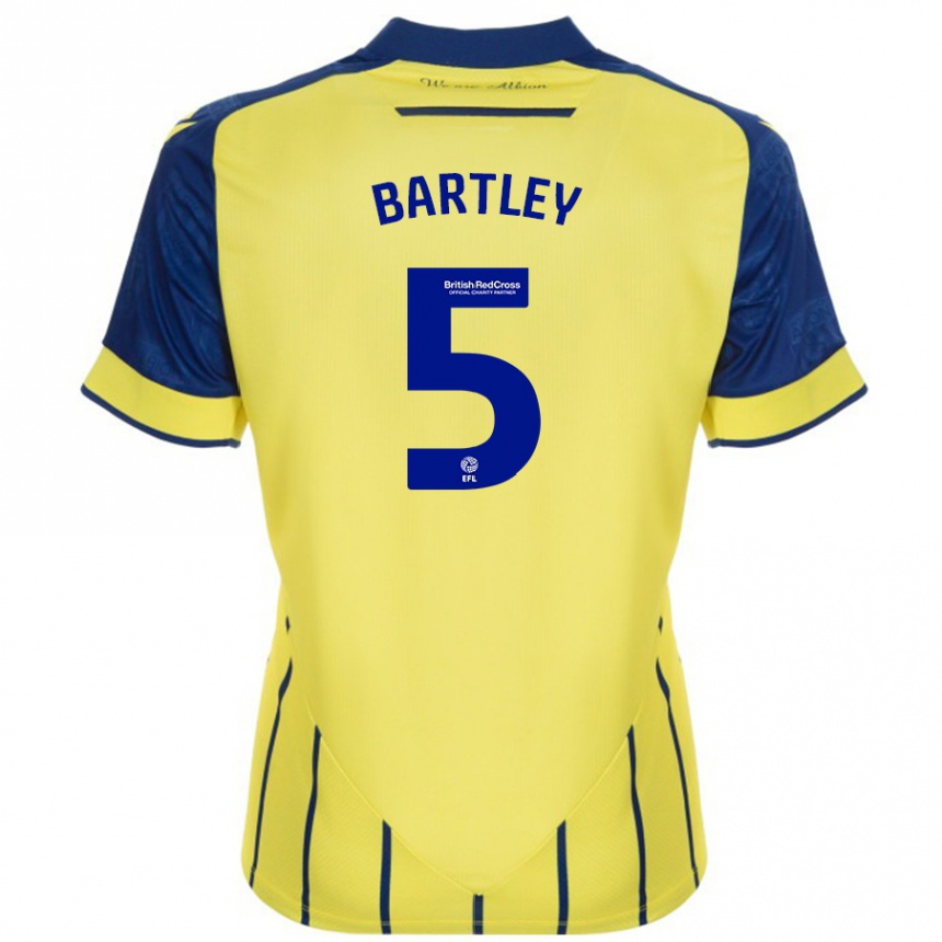 Niño Fútbol Camiseta Kyle Bartley #5 Amarillo Azul 2ª Equipación 2024/25