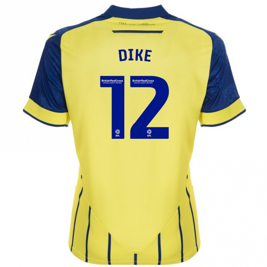 Niño Fútbol Camiseta Daryl Dike #12 Amarillo Azul 2ª Equipación 2024/25