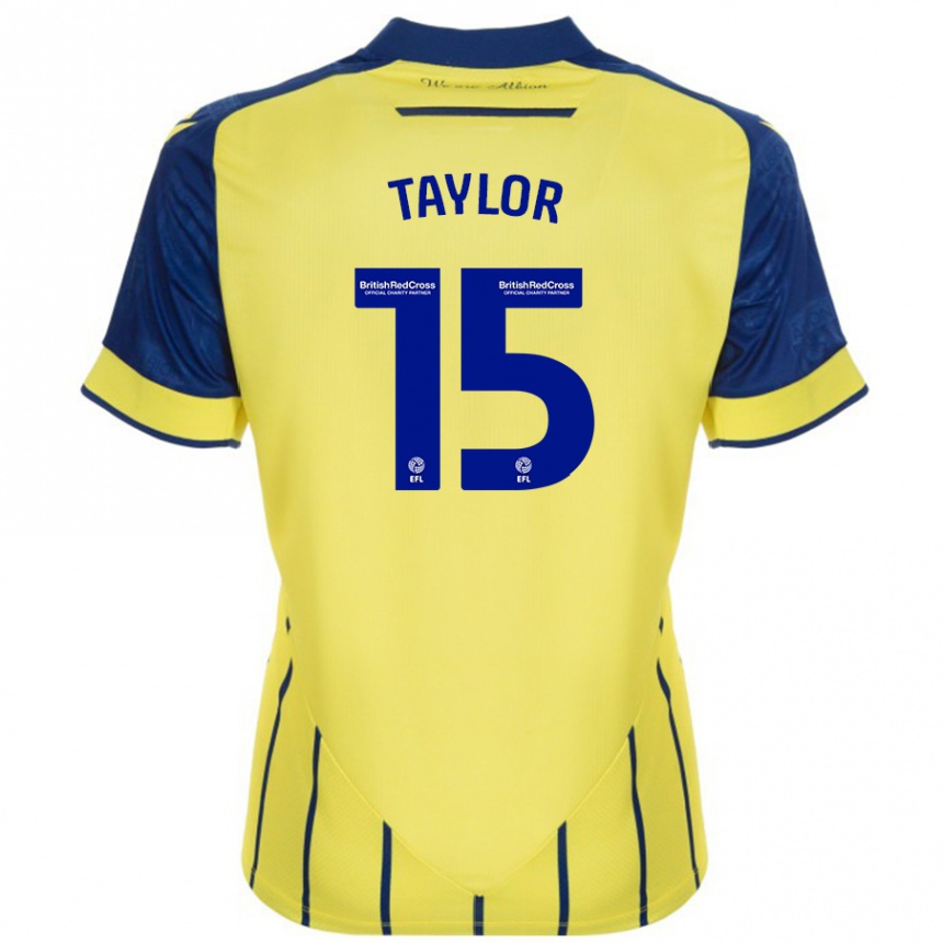 Niño Fútbol Camiseta Caleb Taylor #15 Amarillo Azul 2ª Equipación 2024/25