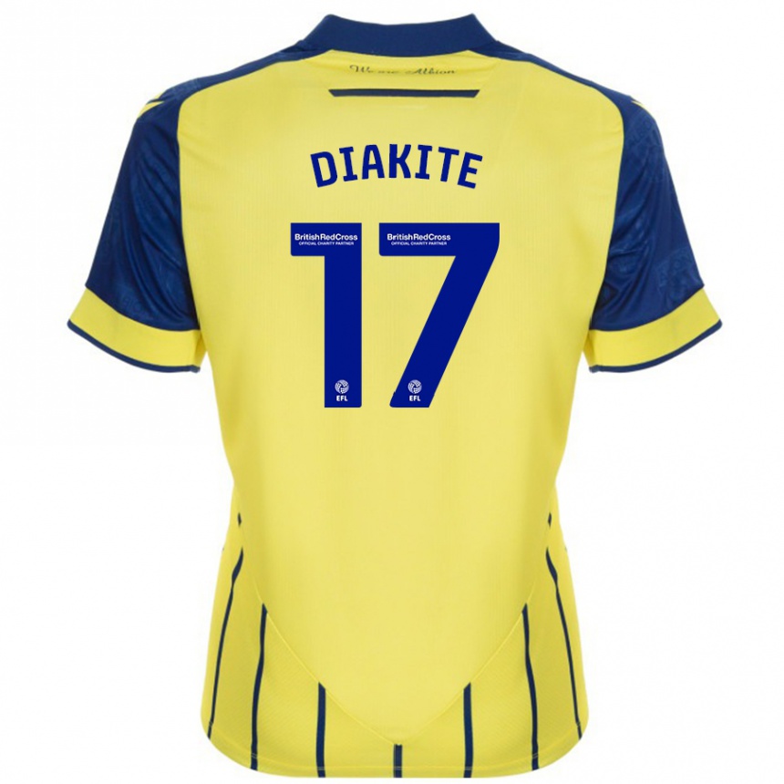 Niño Fútbol Camiseta Ousmane Diakité #17 Amarillo Azul 2ª Equipación 2024/25