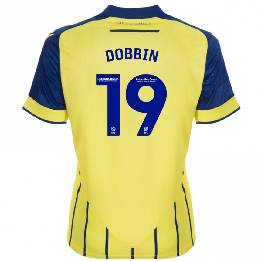 Niño Fútbol Camiseta Lewis Dobbin #19 Amarillo Azul 2ª Equipación 2024/25