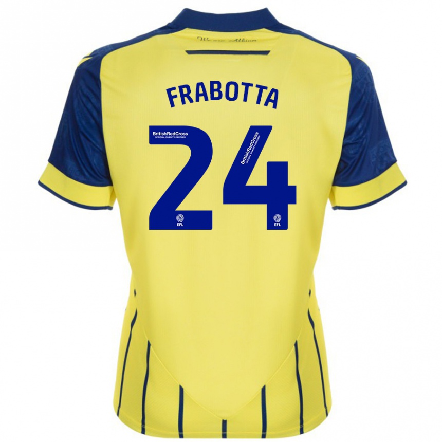 Niño Fútbol Camiseta Gianluca Frabotta #24 Amarillo Azul 2ª Equipación 2024/25