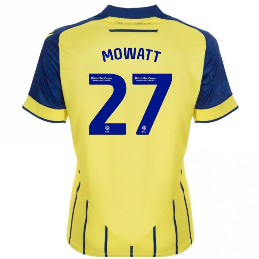 Niño Fútbol Camiseta Alex Mowatt #27 Amarillo Azul 2ª Equipación 2024/25