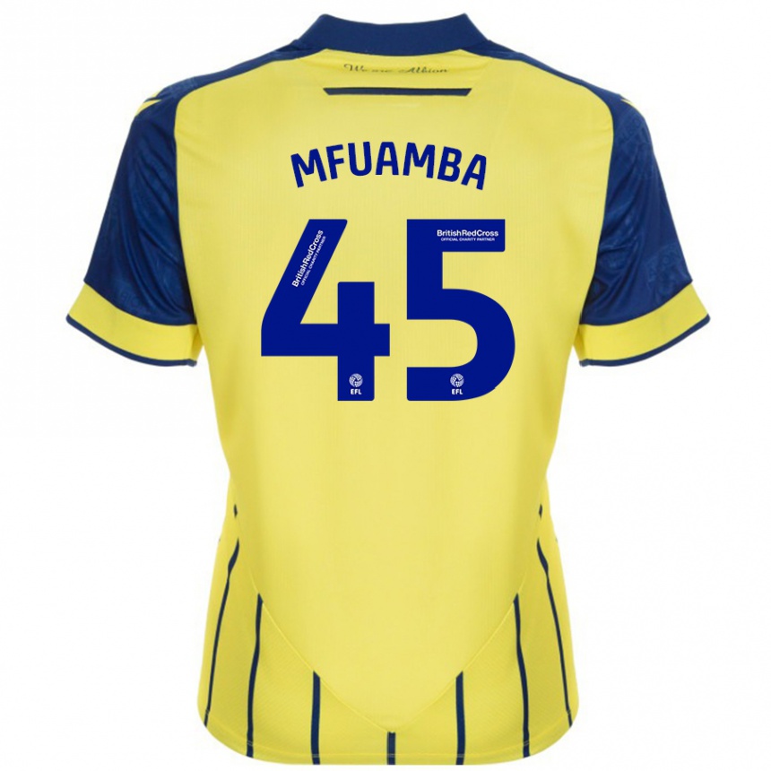 Niño Fútbol Camiseta Kevin Mfuamba #45 Amarillo Azul 2ª Equipación 2024/25