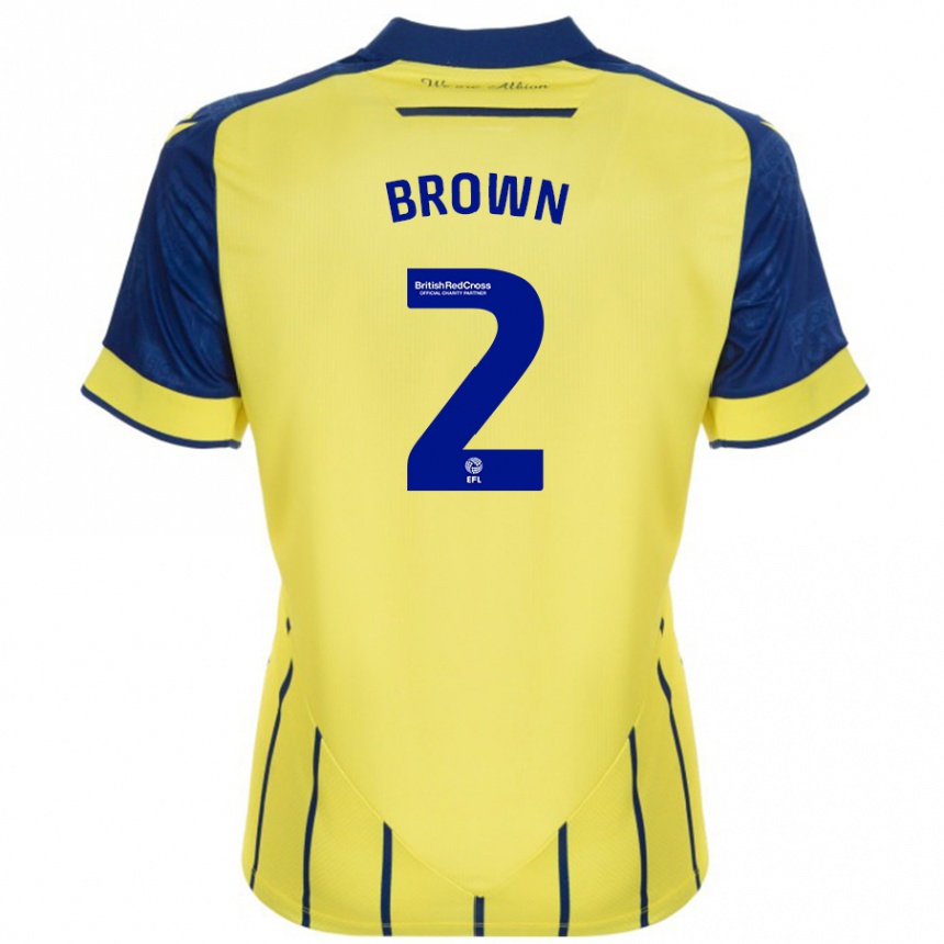 Niño Fútbol Camiseta Ashlee Brown #2 Amarillo Azul 2ª Equipación 2024/25