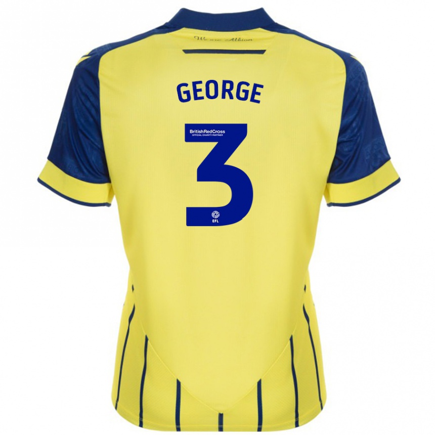 Niño Fútbol Camiseta Hannah George #3 Amarillo Azul 2ª Equipación 2024/25