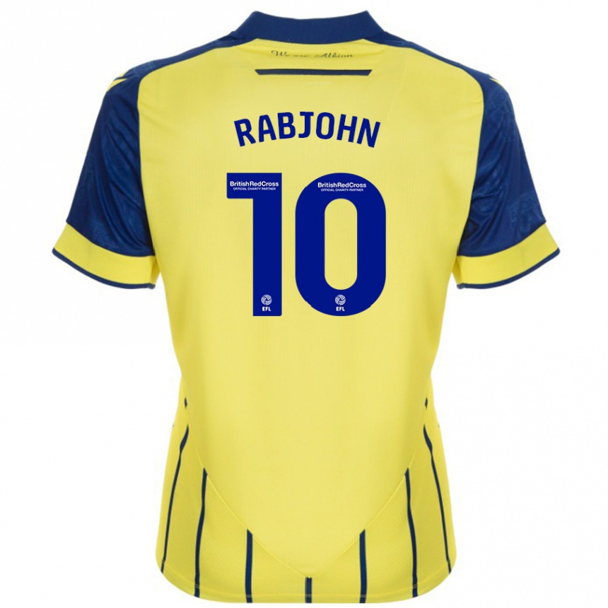 Niño Fútbol Camiseta Olivia Rabjohn #10 Amarillo Azul 2ª Equipación 2024/25