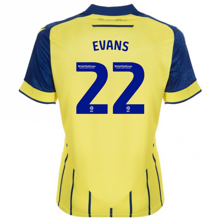 Niño Fútbol Camiseta Kate Evans #22 Amarillo Azul 2ª Equipación 2024/25