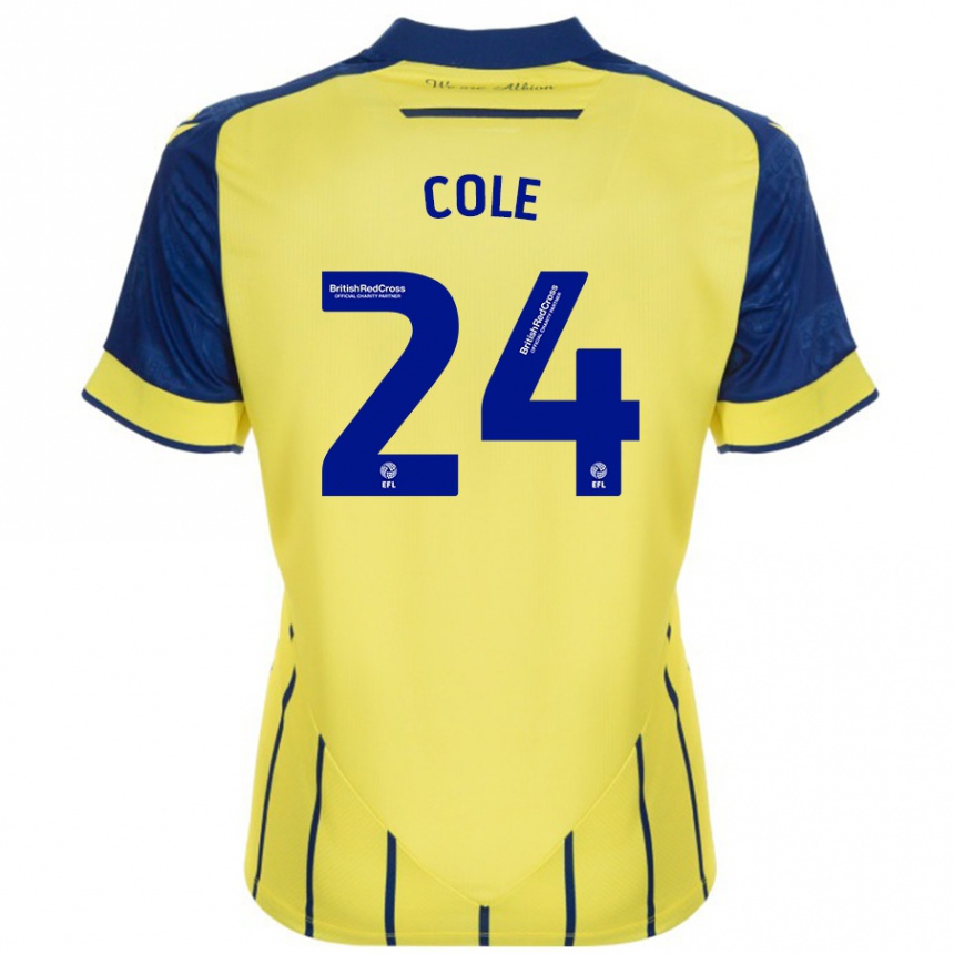 Niño Fútbol Camiseta Delphi Cole #24 Amarillo Azul 2ª Equipación 2024/25