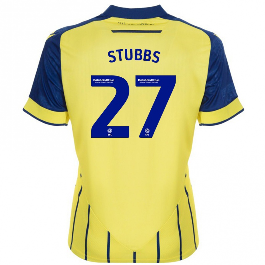 Niño Fútbol Camiseta Olivia Stubbs #27 Amarillo Azul 2ª Equipación 2024/25