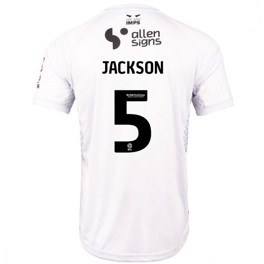 Niño Fútbol Camiseta Adam Jackson #5 Rojo Blanco 2ª Equipación 2024/25