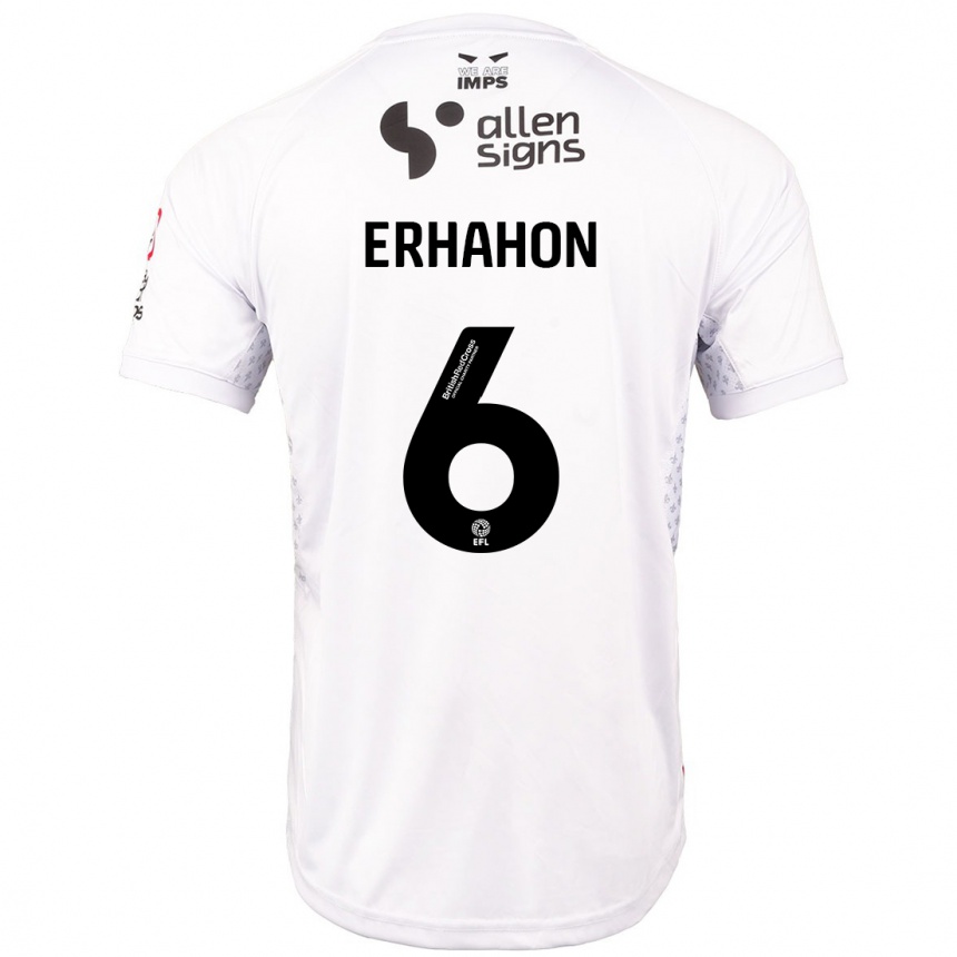 Niño Fútbol Camiseta Ethan Erhahon #6 Rojo Blanco 2ª Equipación 2024/25