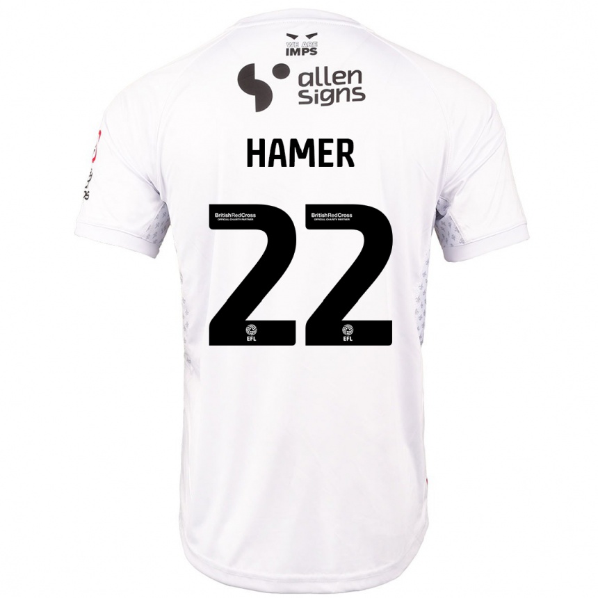 Niño Fútbol Camiseta Tom Hamer #22 Rojo Blanco 2ª Equipación 2024/25