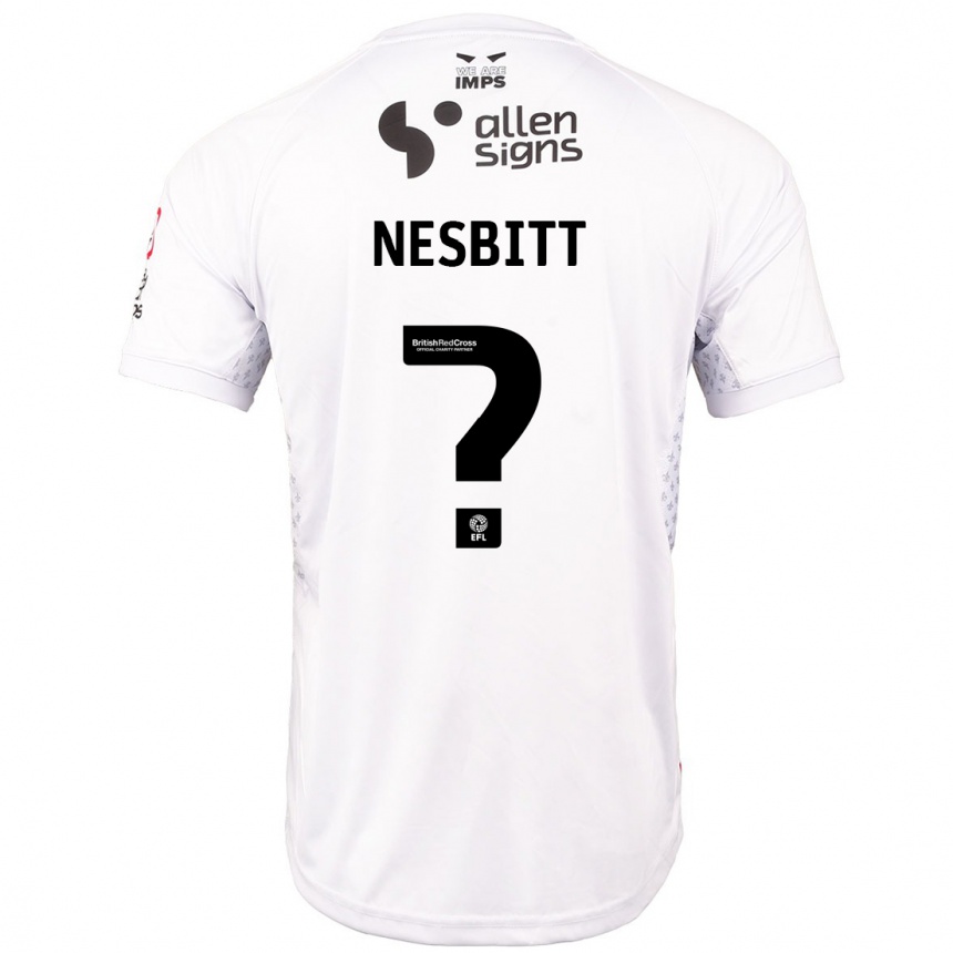 Niño Fútbol Camiseta Tom Nesbitt #0 Rojo Blanco 2ª Equipación 2024/25