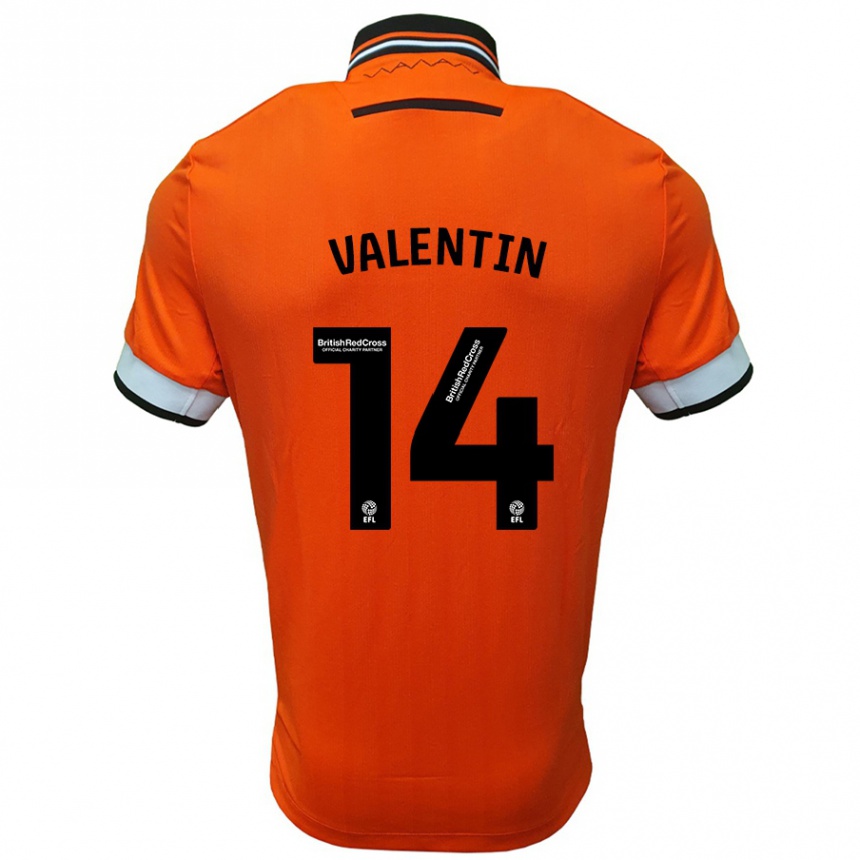 Niño Fútbol Camiseta Pol Valentín #14 Naranja Blanco 2ª Equipación 2024/25