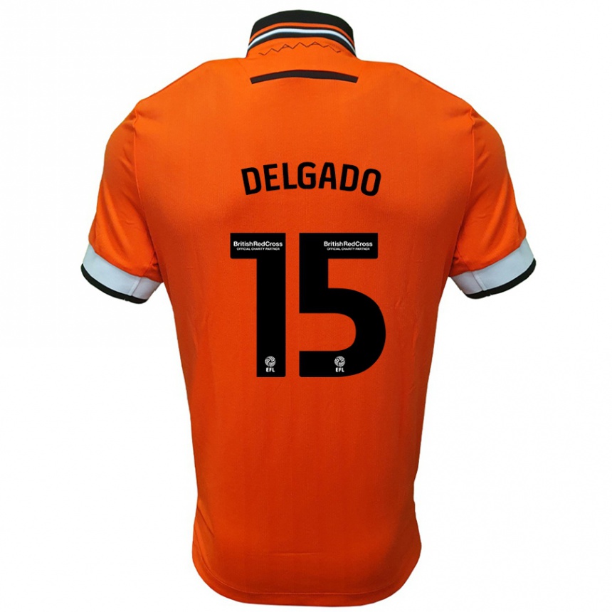 Niño Fútbol Camiseta Juan Delgado #15 Naranja Blanco 2ª Equipación 2024/25