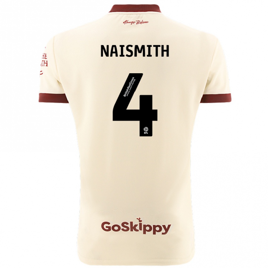 Niño Fútbol Camiseta Kal Naismith #4 Crema Blanco 2ª Equipación 2024/25