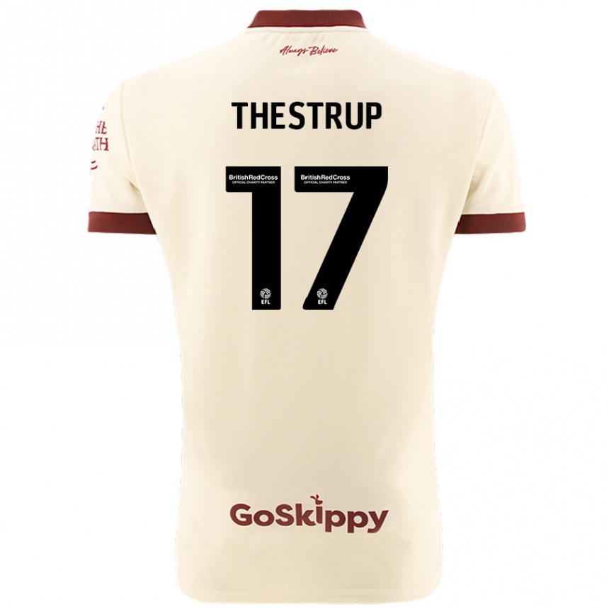 Niño Fútbol Camiseta Amalie Thestrup #17 Crema Blanco 2ª Equipación 2024/25