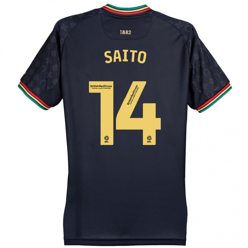 Niño Fútbol Camiseta Koki Saito #14 Azul Marino Oscuro 2ª Equipación 2024/25