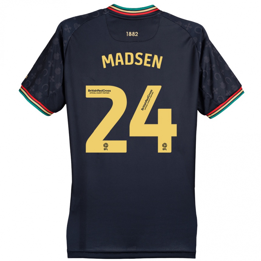 Niño Fútbol Camiseta Nicolas Madsen #24 Azul Marino Oscuro 2ª Equipación 2024/25