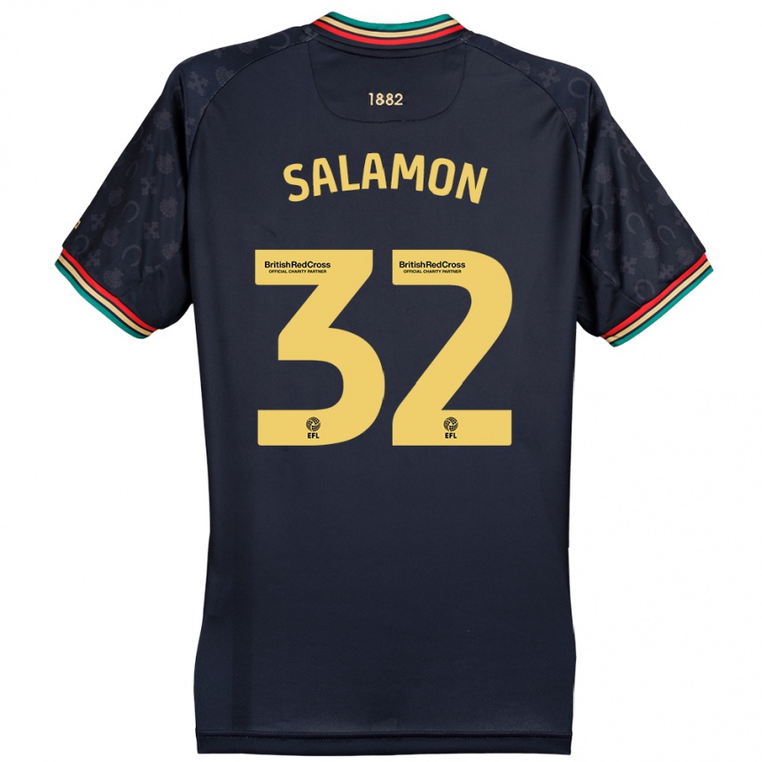 Niño Fútbol Camiseta Matteo Salamon #32 Azul Marino Oscuro 2ª Equipación 2024/25