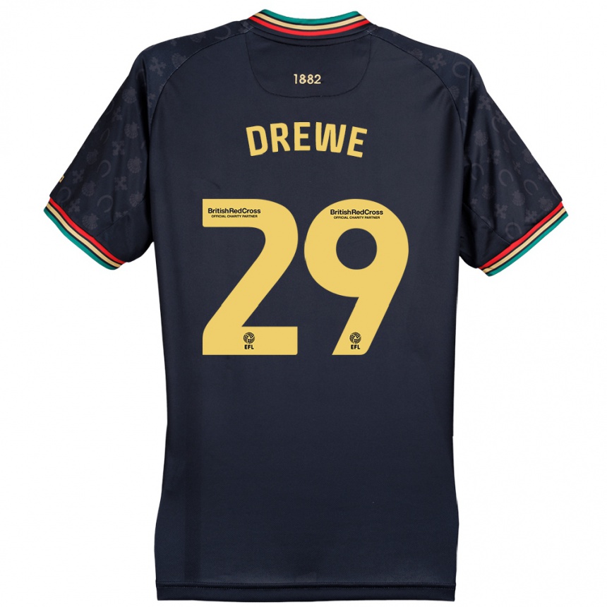 Niño Fútbol Camiseta Aaron Drewe #29 Azul Marino Oscuro 2ª Equipación 2024/25