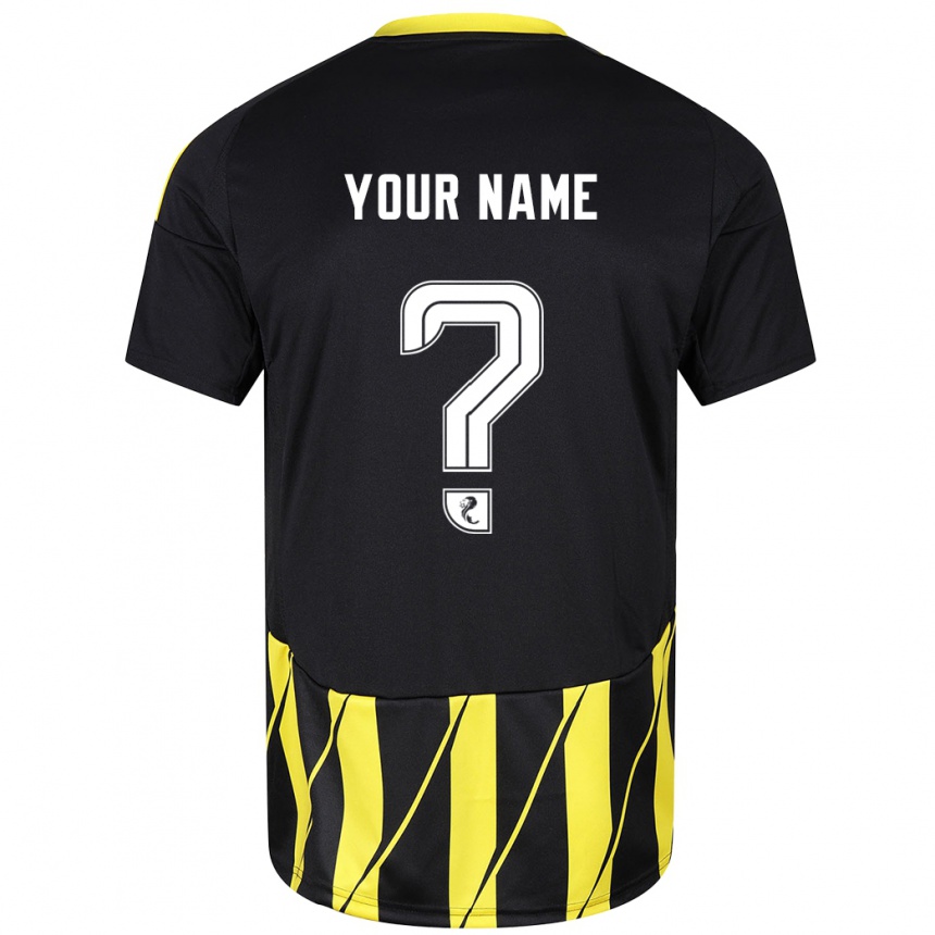 Niño Fútbol Camiseta Su Nombre #0 Negro Amarillo 2ª Equipación 2024/25