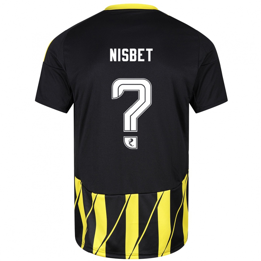 Niño Fútbol Camiseta Kevin Nisbet #0 Negro Amarillo 2ª Equipación 2024/25