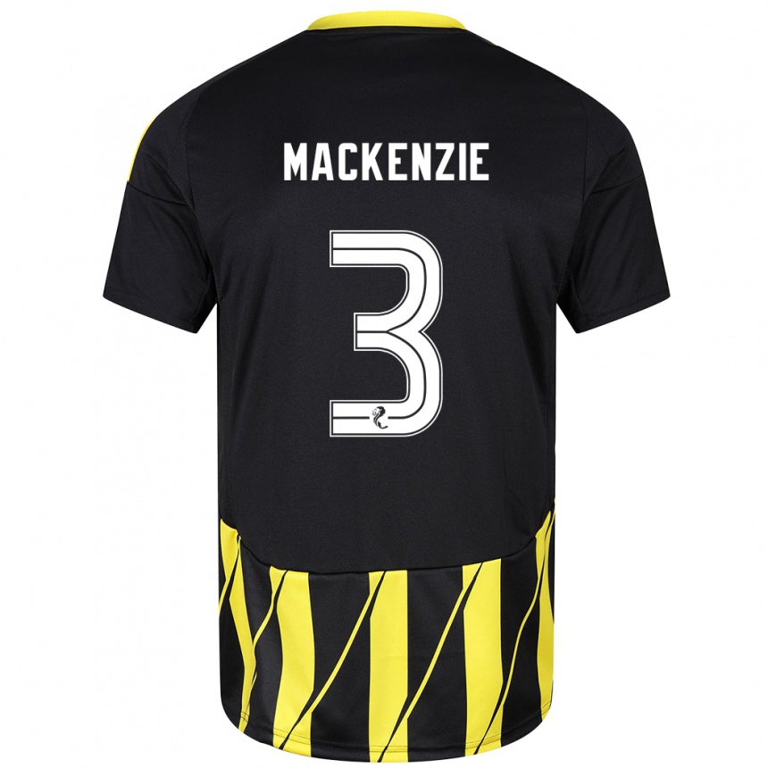 Niño Fútbol Camiseta Jack Mackenzie #3 Negro Amarillo 2ª Equipación 2024/25