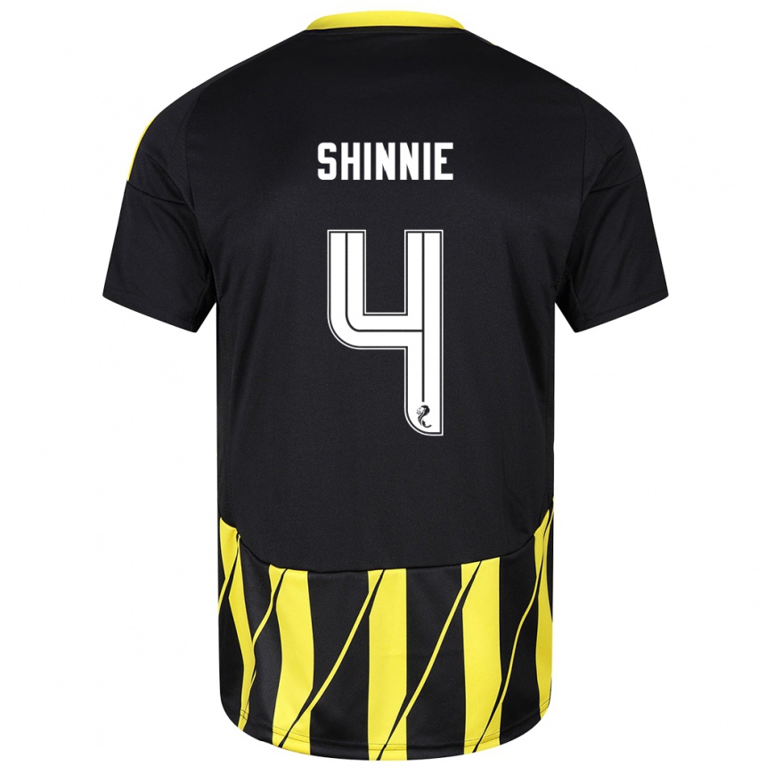 Niño Fútbol Camiseta Graeme Shinnie #4 Negro Amarillo 2ª Equipación 2024/25