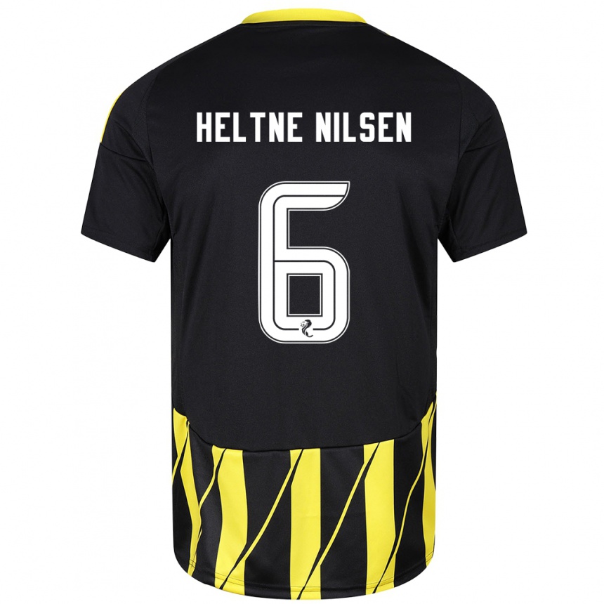 Niño Fútbol Camiseta Sivert Heltne Nilsen #6 Negro Amarillo 2ª Equipación 2024/25