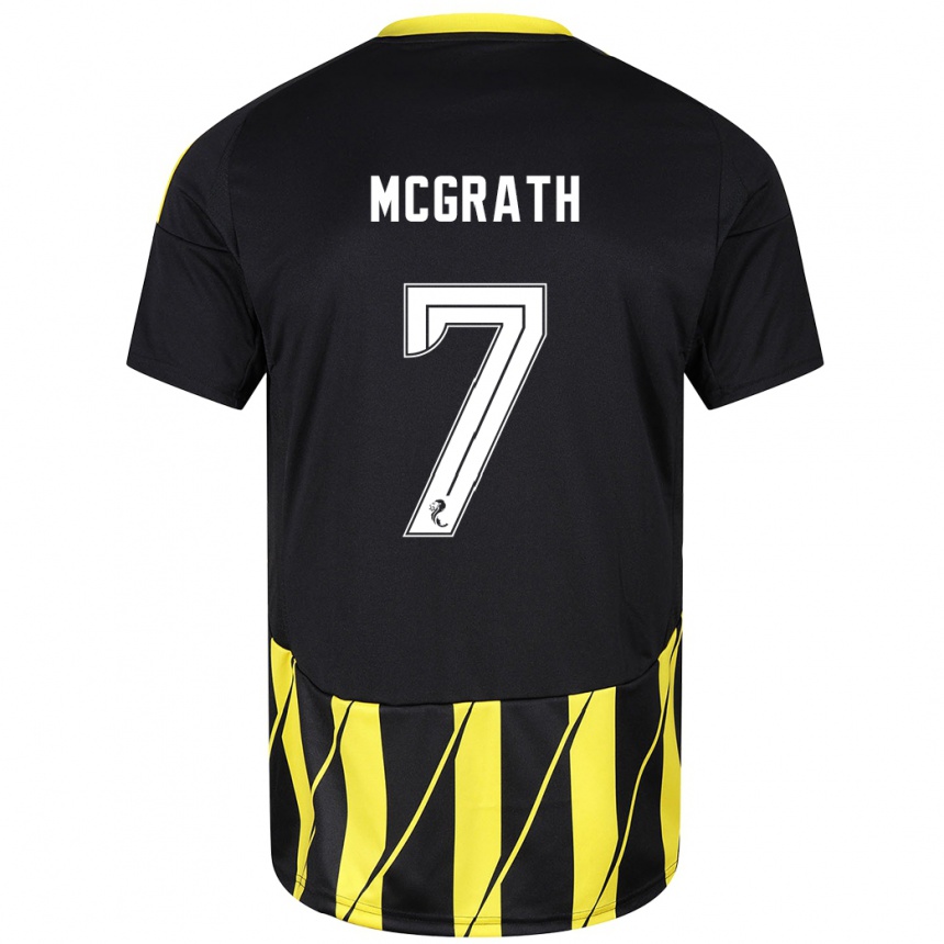 Niño Fútbol Camiseta Jamie Mcgrath #7 Negro Amarillo 2ª Equipación 2024/25