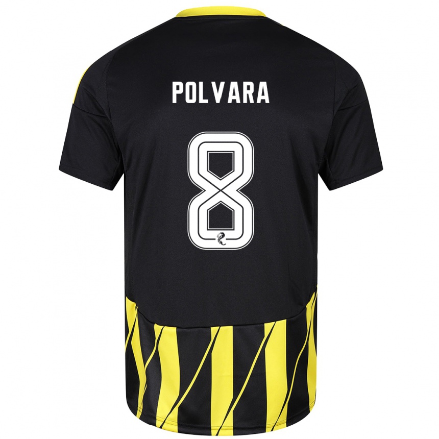 Niño Fútbol Camiseta Dante Polvara #8 Negro Amarillo 2ª Equipación 2024/25