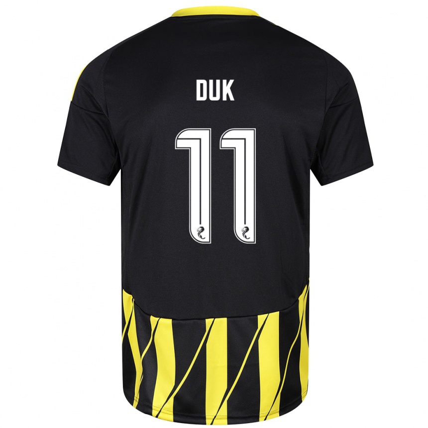 Niño Fútbol Camiseta Duk #11 Negro Amarillo 2ª Equipación 2024/25