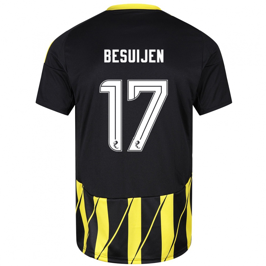 Niño Fútbol Camiseta Vicente Besuijen #17 Negro Amarillo 2ª Equipación 2024/25