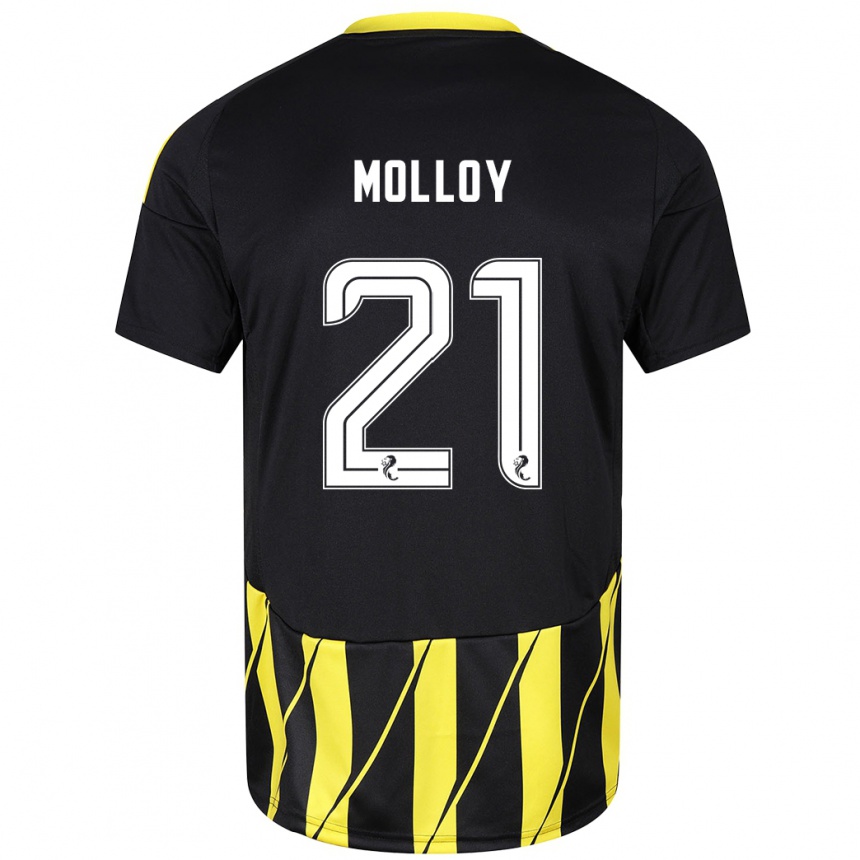 Niño Fútbol Camiseta Gavin Molloy #21 Negro Amarillo 2ª Equipación 2024/25