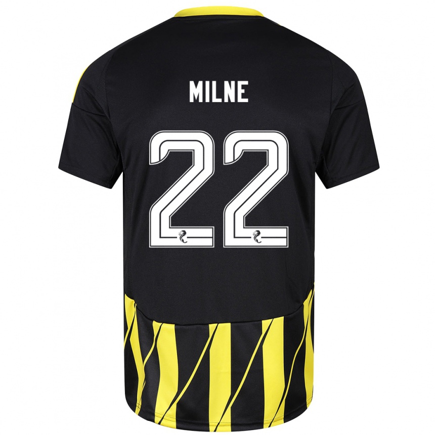 Niño Fútbol Camiseta Jack Milne #22 Negro Amarillo 2ª Equipación 2024/25