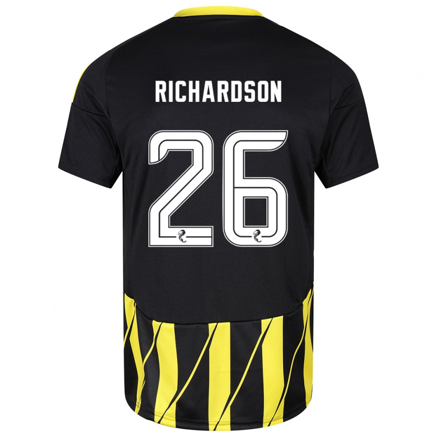 Niño Fútbol Camiseta Jayden Richardson #26 Negro Amarillo 2ª Equipación 2024/25