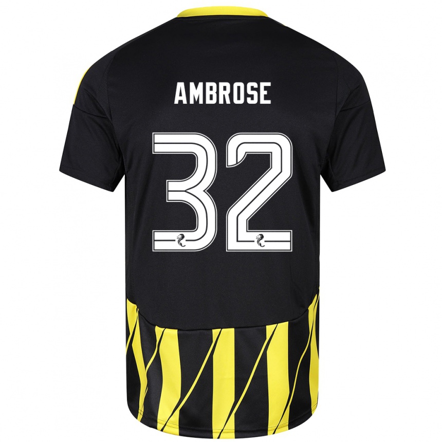 Niño Fútbol Camiseta Peter Ambrose #32 Negro Amarillo 2ª Equipación 2024/25