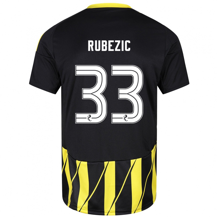 Niño Fútbol Camiseta Slobodan Rubezic #33 Negro Amarillo 2ª Equipación 2024/25