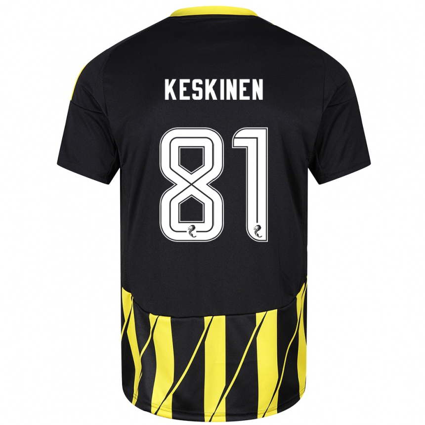 Niño Fútbol Camiseta Topi Keskinen #81 Negro Amarillo 2ª Equipación 2024/25