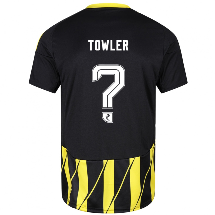 Niño Fútbol Camiseta Evan Towler #0 Negro Amarillo 2ª Equipación 2024/25