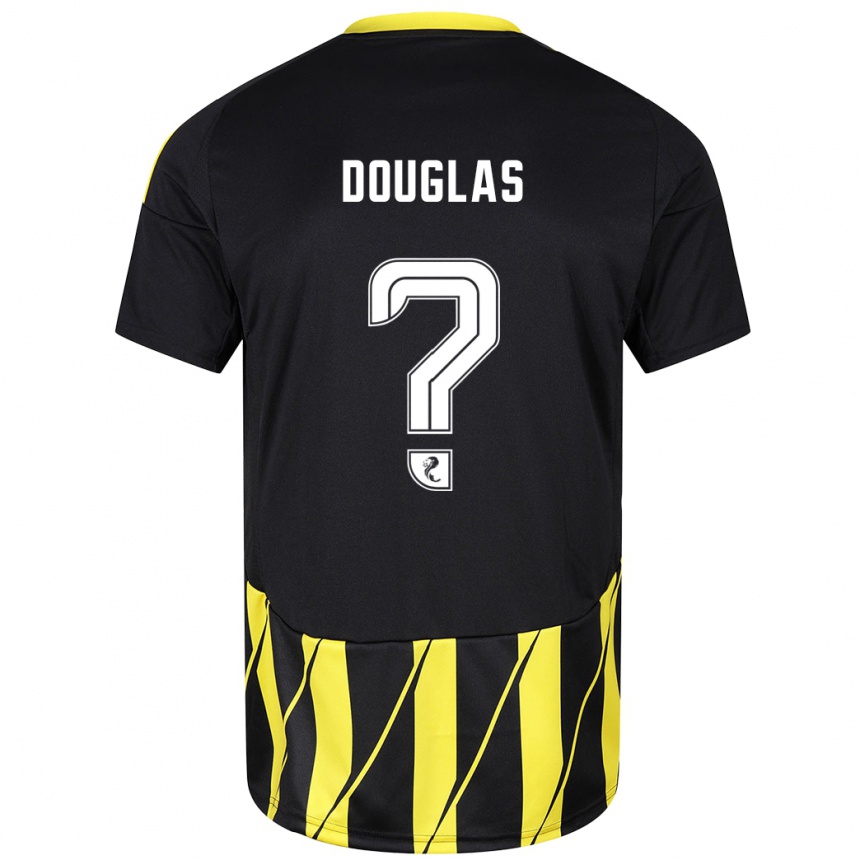 Niño Fútbol Camiseta Connor Douglas #0 Negro Amarillo 2ª Equipación 2024/25