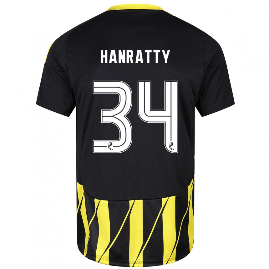 Niño Fútbol Camiseta Kevin Hanratty #34 Negro Amarillo 2ª Equipación 2024/25