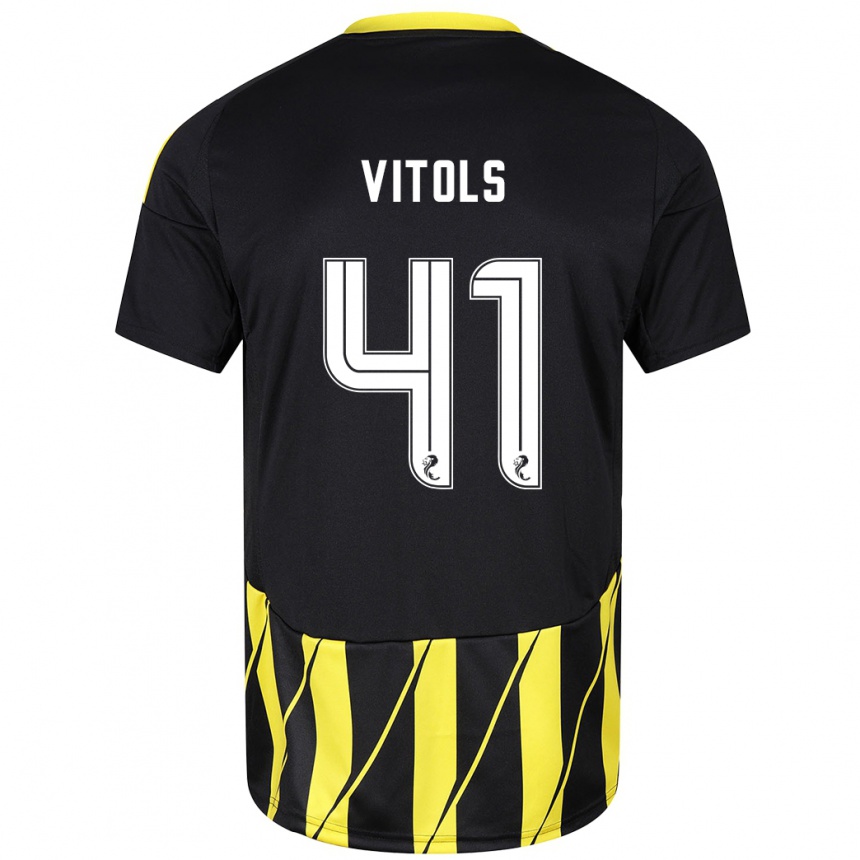 Niño Fútbol Camiseta Rodrigo Vitols #41 Negro Amarillo 2ª Equipación 2024/25