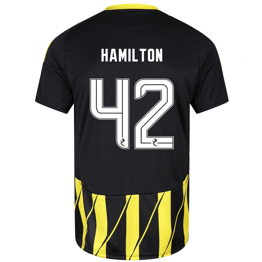 Niño Fútbol Camiseta Brendan Hamilton #42 Negro Amarillo 2ª Equipación 2024/25