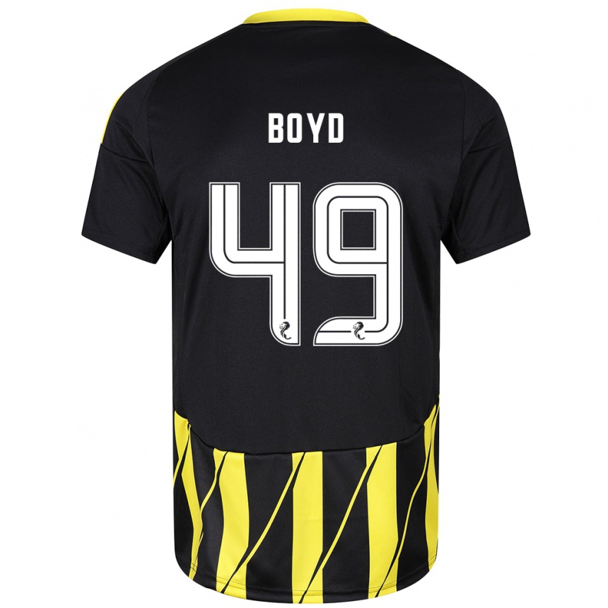 Niño Fútbol Camiseta Fletcher Boyd #49 Negro Amarillo 2ª Equipación 2024/25