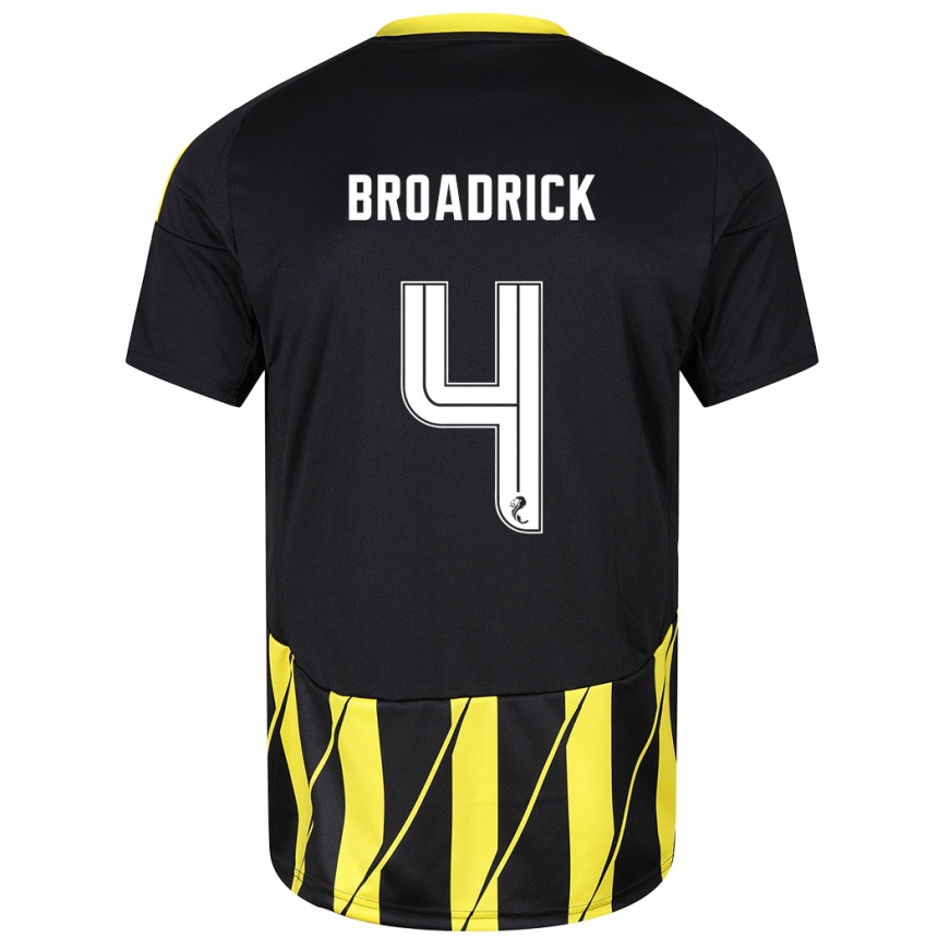 Niño Fútbol Camiseta Jessica Broadrick #4 Negro Amarillo 2ª Equipación 2024/25