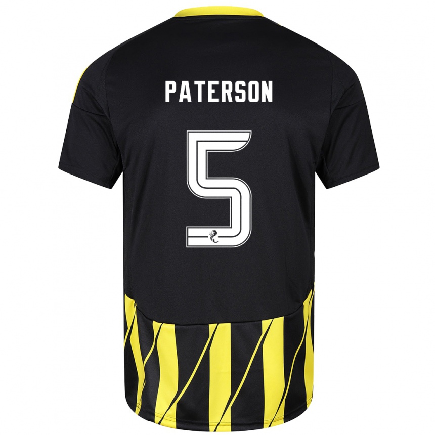 Niño Fútbol Camiseta Donna Paterson #5 Negro Amarillo 2ª Equipación 2024/25