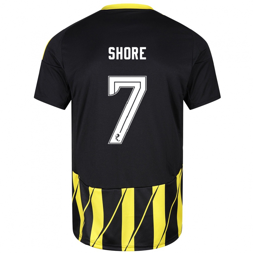 Niño Fútbol Camiseta Eilidh Shore #7 Negro Amarillo 2ª Equipación 2024/25